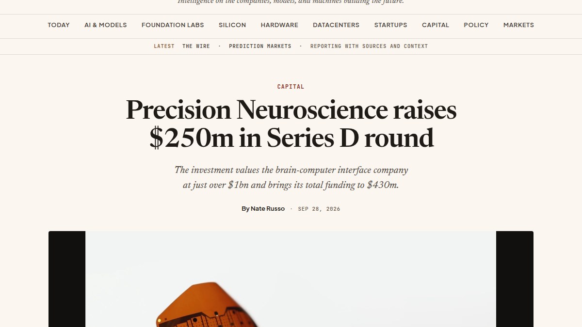 Ackman领投Precision Neuroscience 2.5亿美元D轮：估值破十亿美元，1024电极薄膜贴着大脑表面