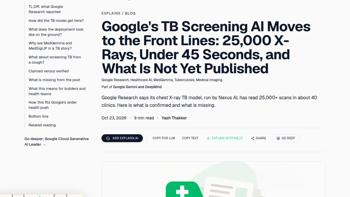 45秒读完一张胸片、每年筛5000万人:Google把结核AI筛查铺进非洲三国与印尼