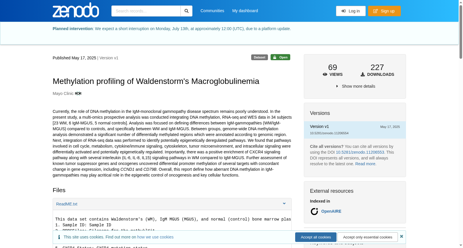 Waldenström巨球蛋白血症的甲基化谱分析