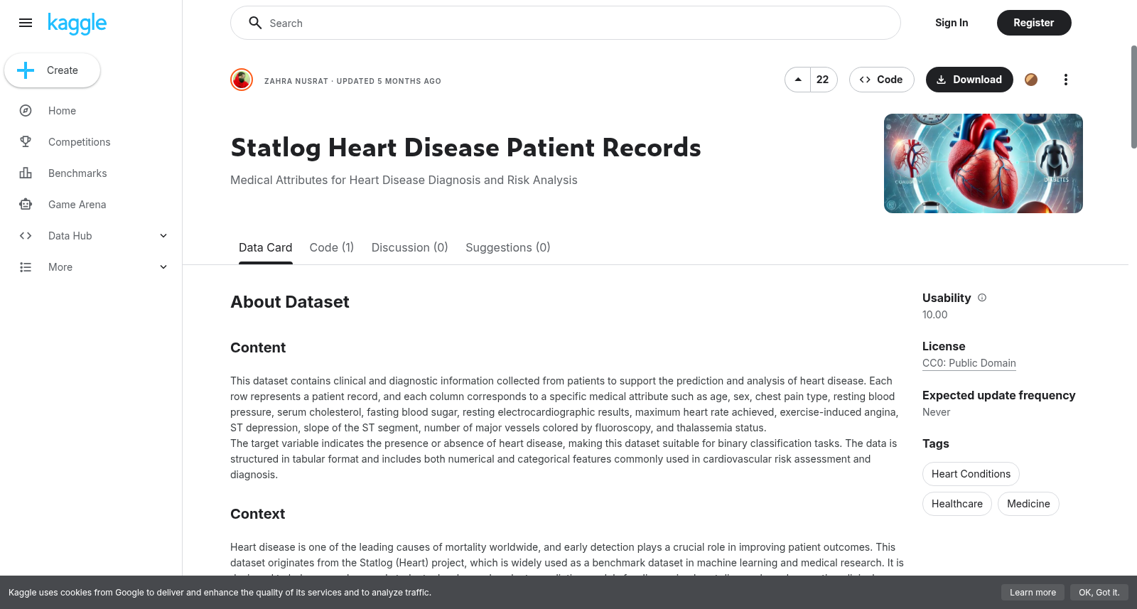 Statlog 心脏病患者记录数据集