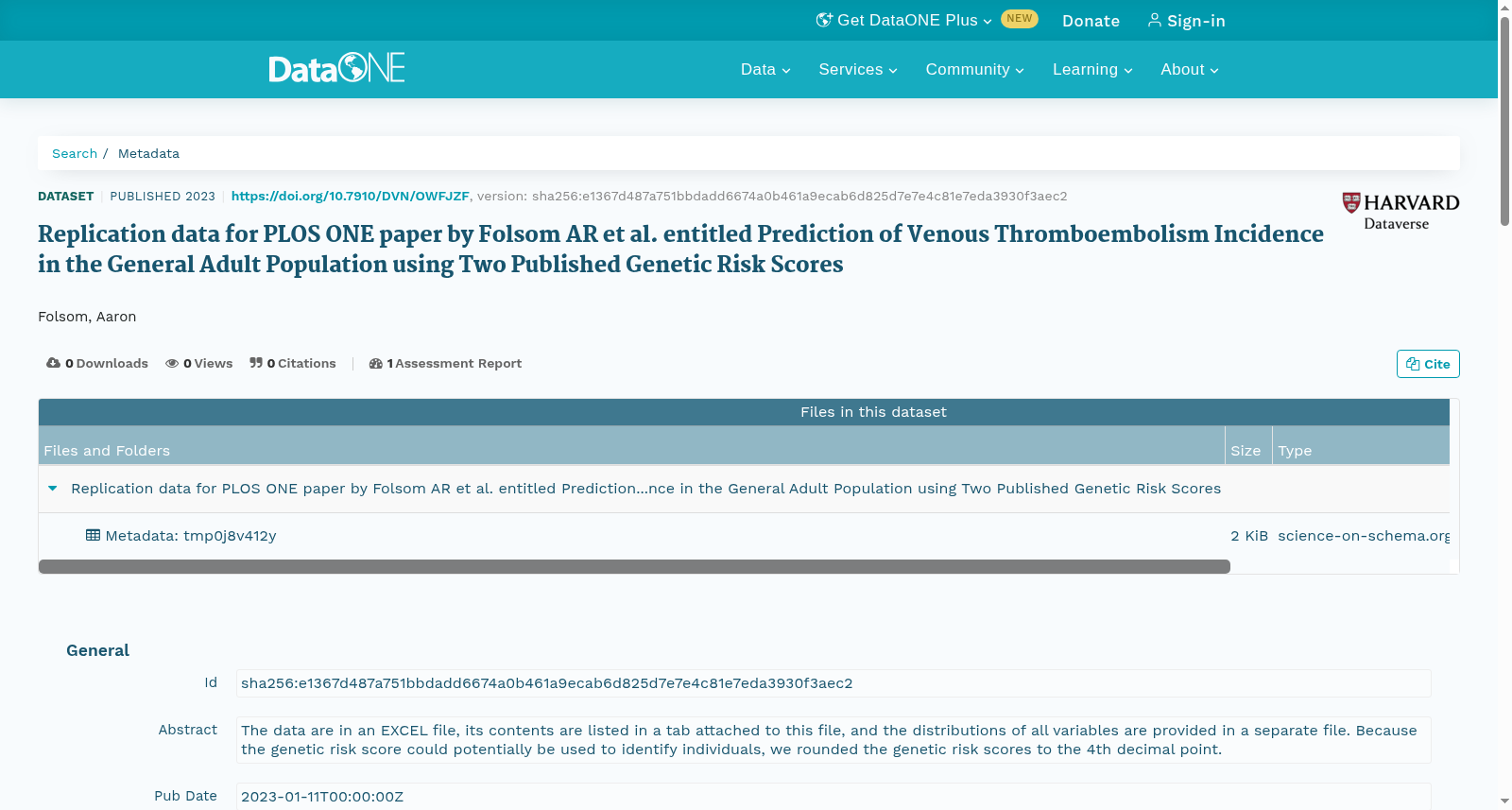 PLOS ONE论文《使用两种已发表遗传风险评分预测普通成年人群静脉血栓栓塞症发病率》的复制数据