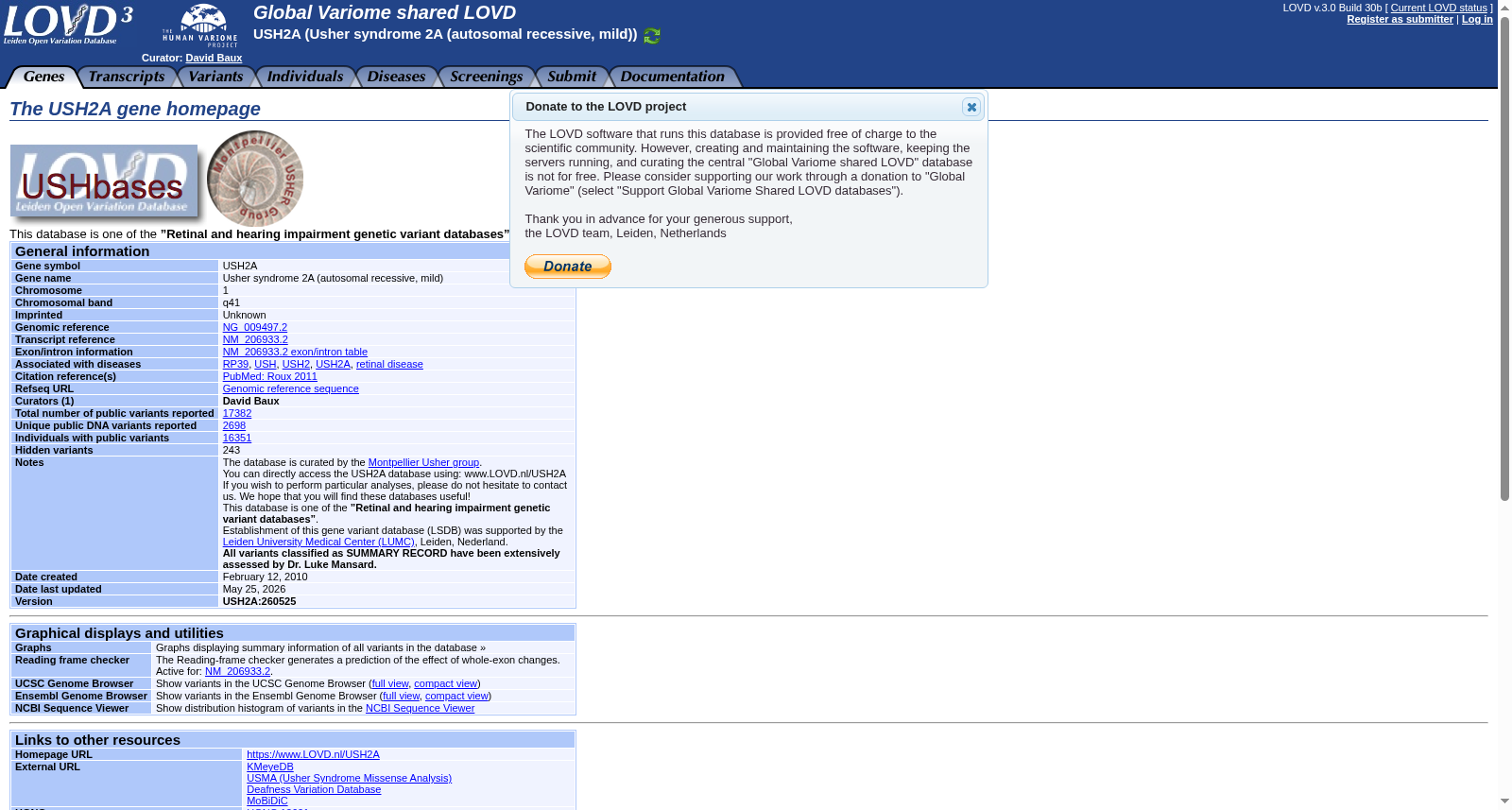 LOVD USH2A Variant Database
