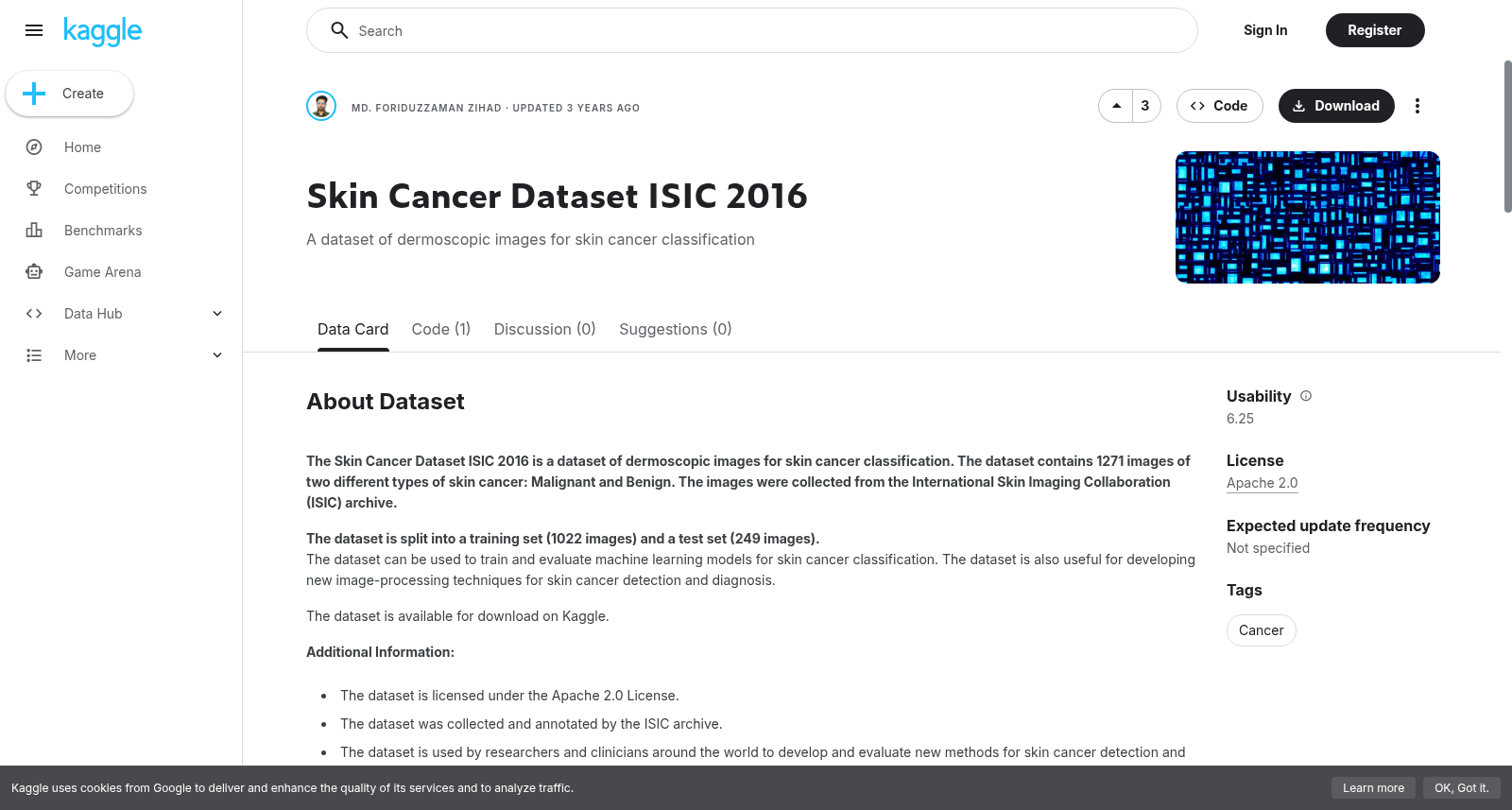 皮肤癌数据集 ISIC 2016
