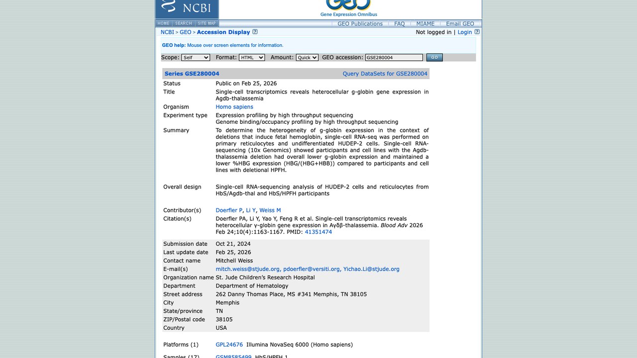 单细胞转录组揭示Agdb-地中海贫血中异细胞g-珠蛋白基因表达
