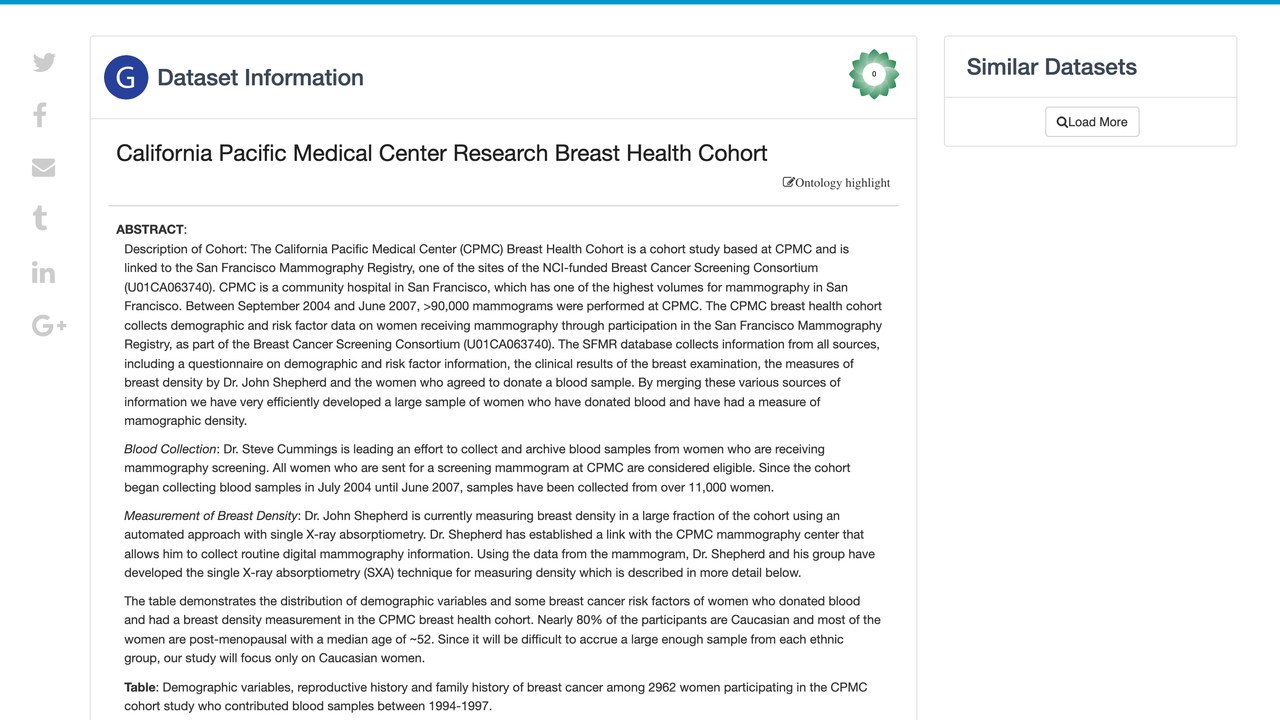 California Pacific Medical Center 乳腺健康队列