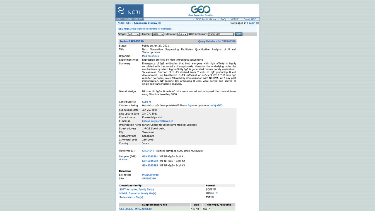 GSE165539:下一代测序助力B细胞转录组定量分析