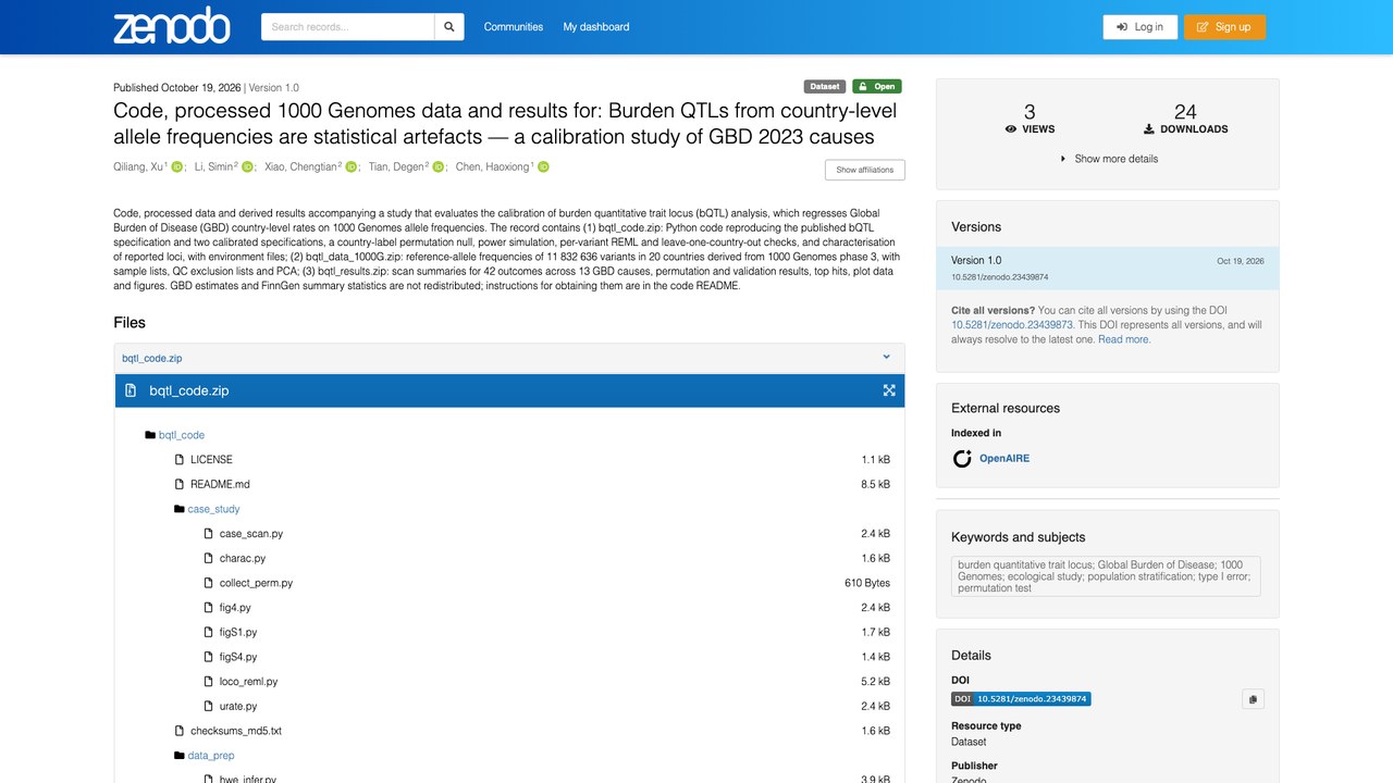 1000 Genomes数据处理代码与结果:GBD 2023病因负担QTL校准研究