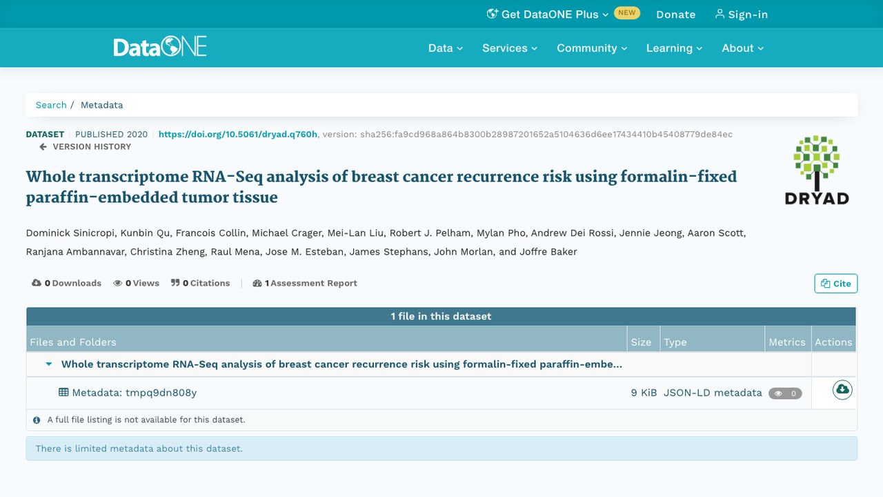 基于FFPE肿瘤组织的乳腺癌复发风险全转录组RNA-Seq分析