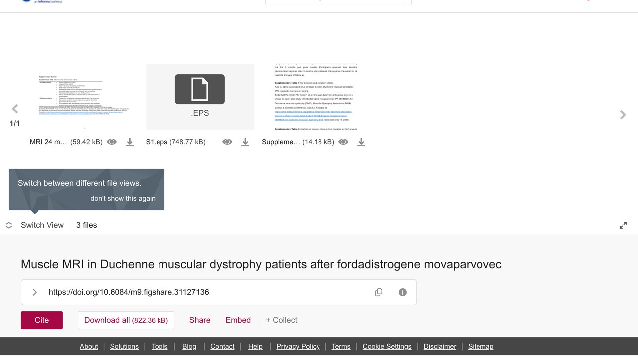 Duchenne肌营养不良患者接受fordadistrogene movaparvovec治疗后的肌肉MRI数据