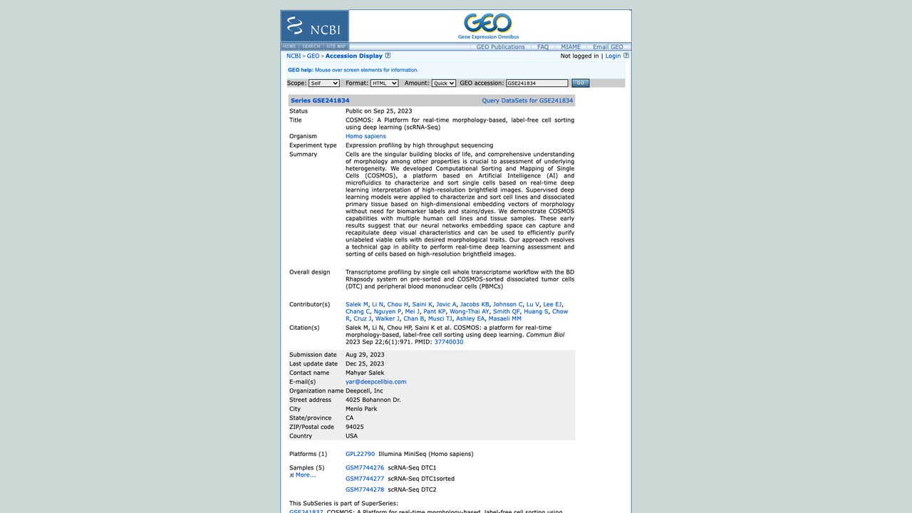 COSMOS：基于深度学习的实时形态学无标记细胞分选平台（scRNA-Seq）