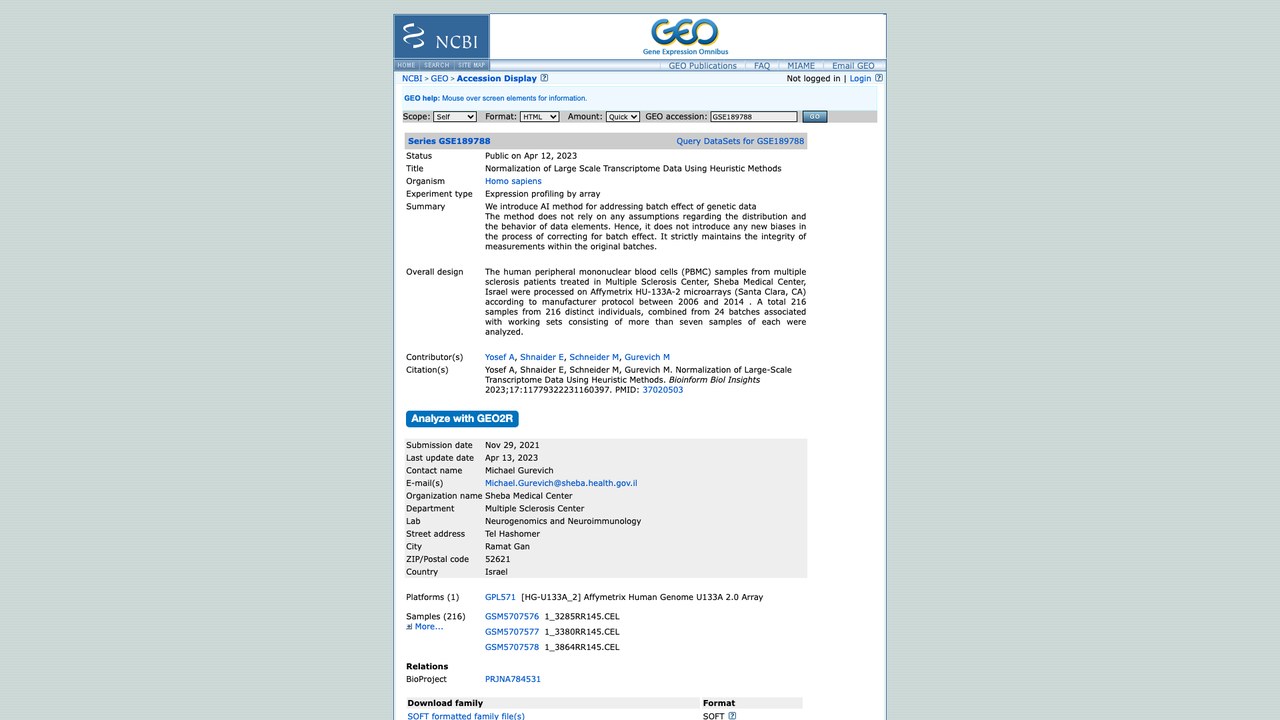 GSE189788：使用启发式方法对大规模转录组数据进行归一化