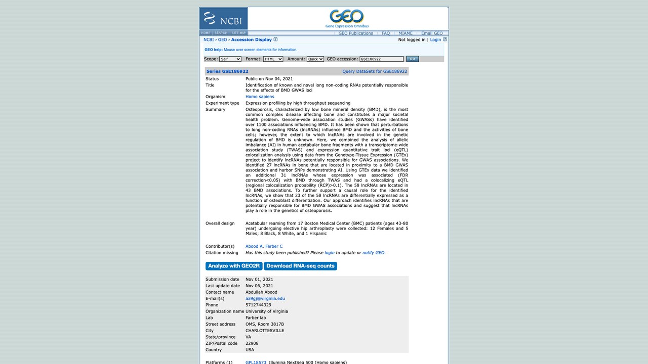 GSE186922:鉴定可能介导BMD GWAS位点效应的已知与新型长非编码RNA