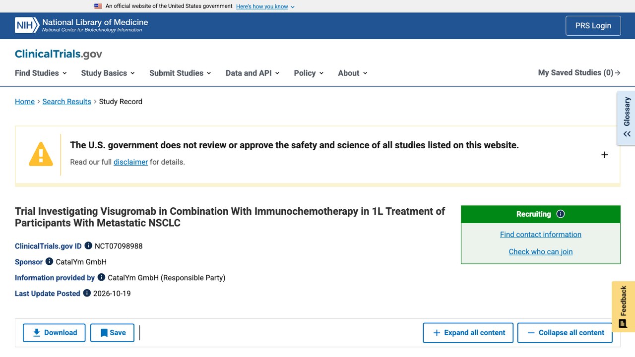 Visugromab联合免疫化疗一线治疗转移性NSCLC的试验研究