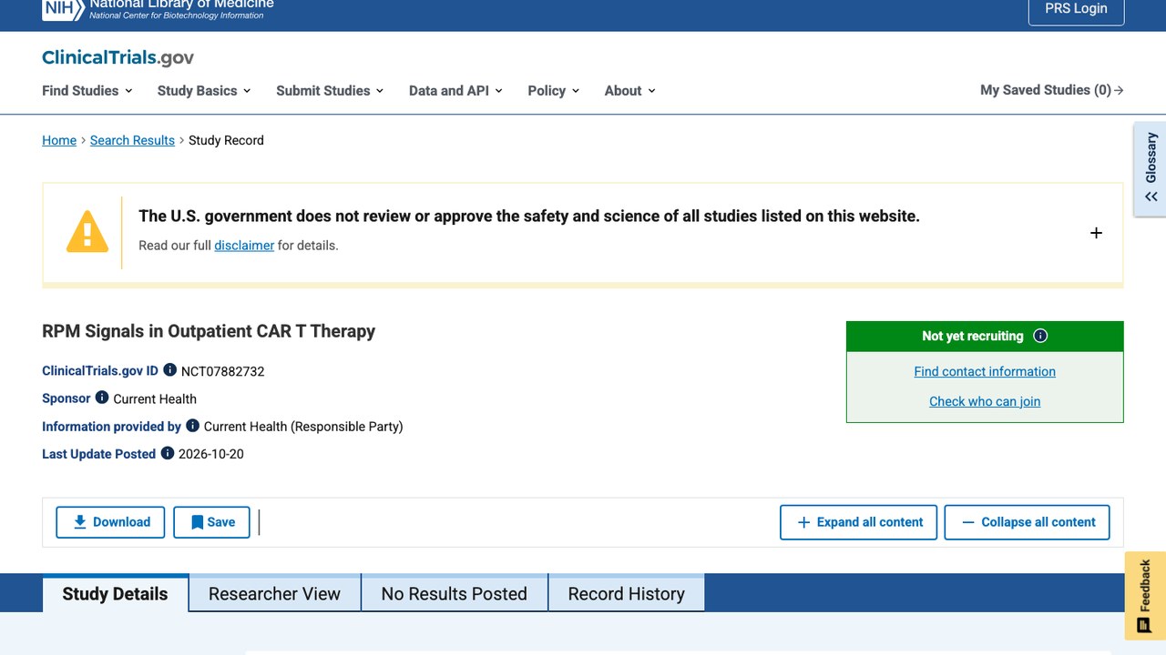 门诊CAR T治疗中的RPM信号