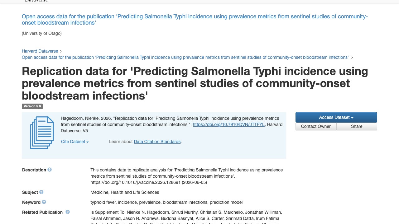 基于社区起病血流感染哨点研究患病率指标预测Salmonella Typhi发病率分析复现数据