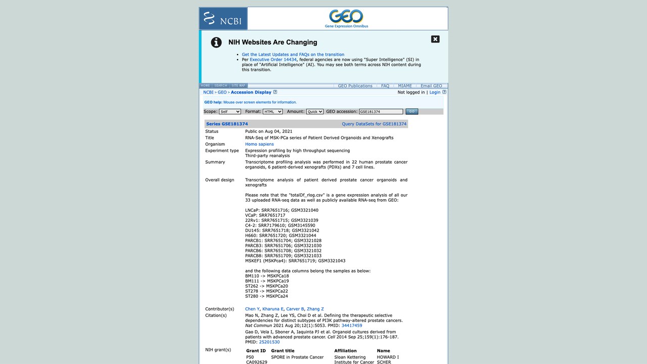 MSK-PCa系列患者来源类器官与异种移植物的RNA-Seq