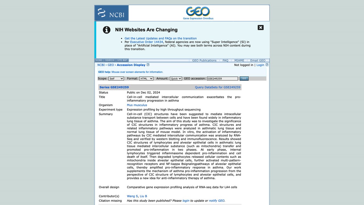 GSE249259:细胞入细胞介导的细胞间通讯加剧哮喘促炎进展
