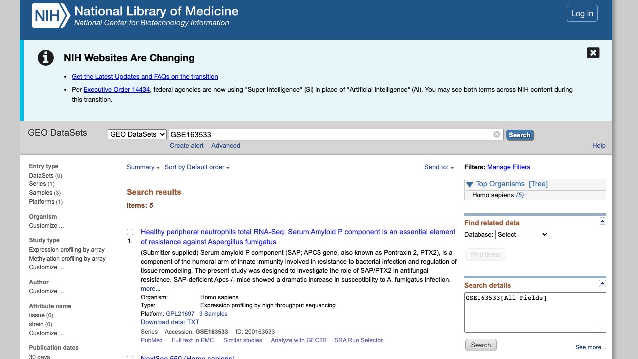 健康外周中性粒细胞总RNA-Seq:血清淀粉样P成分是抗烟曲霉感染的关键要素