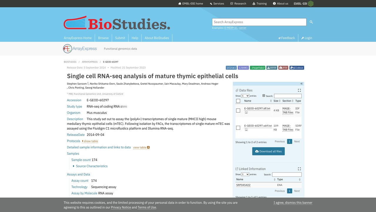 成熟胸腺上皮细胞的单细胞RNA-seq分析