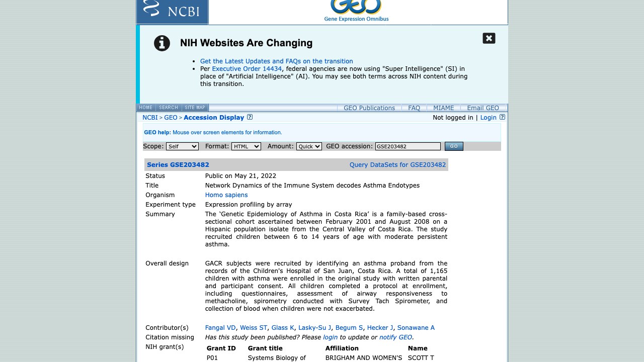 GSE203482:免疫系统网络动力学解码哮喘内型