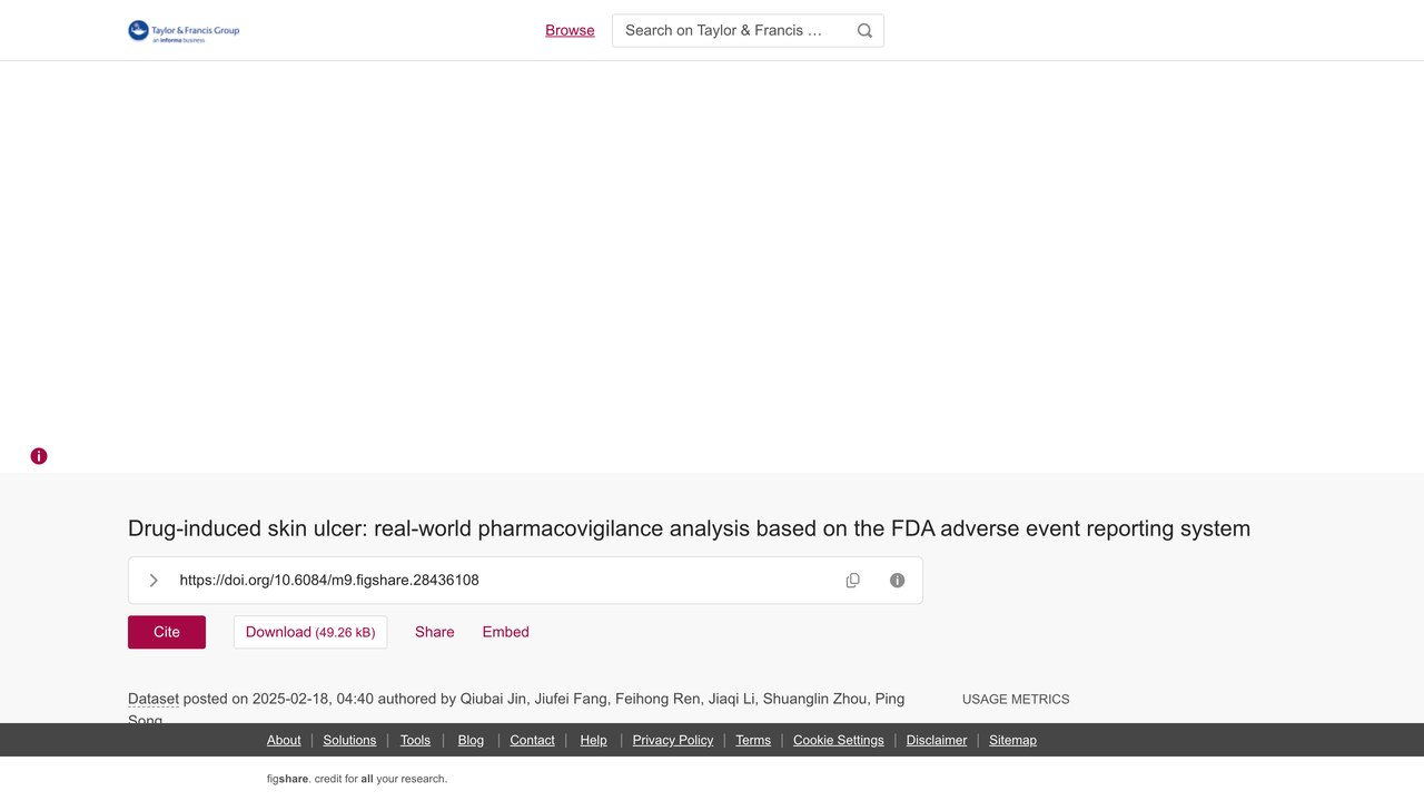 药物诱导性皮肤溃疡:基于FDA不良事件报告系统的真实世界药物警戒分析数据