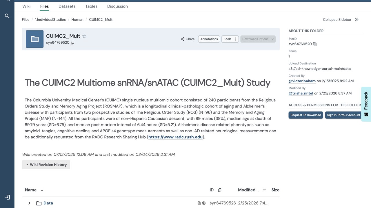 CUIMC2多组学单核RNA/snATAC数据集