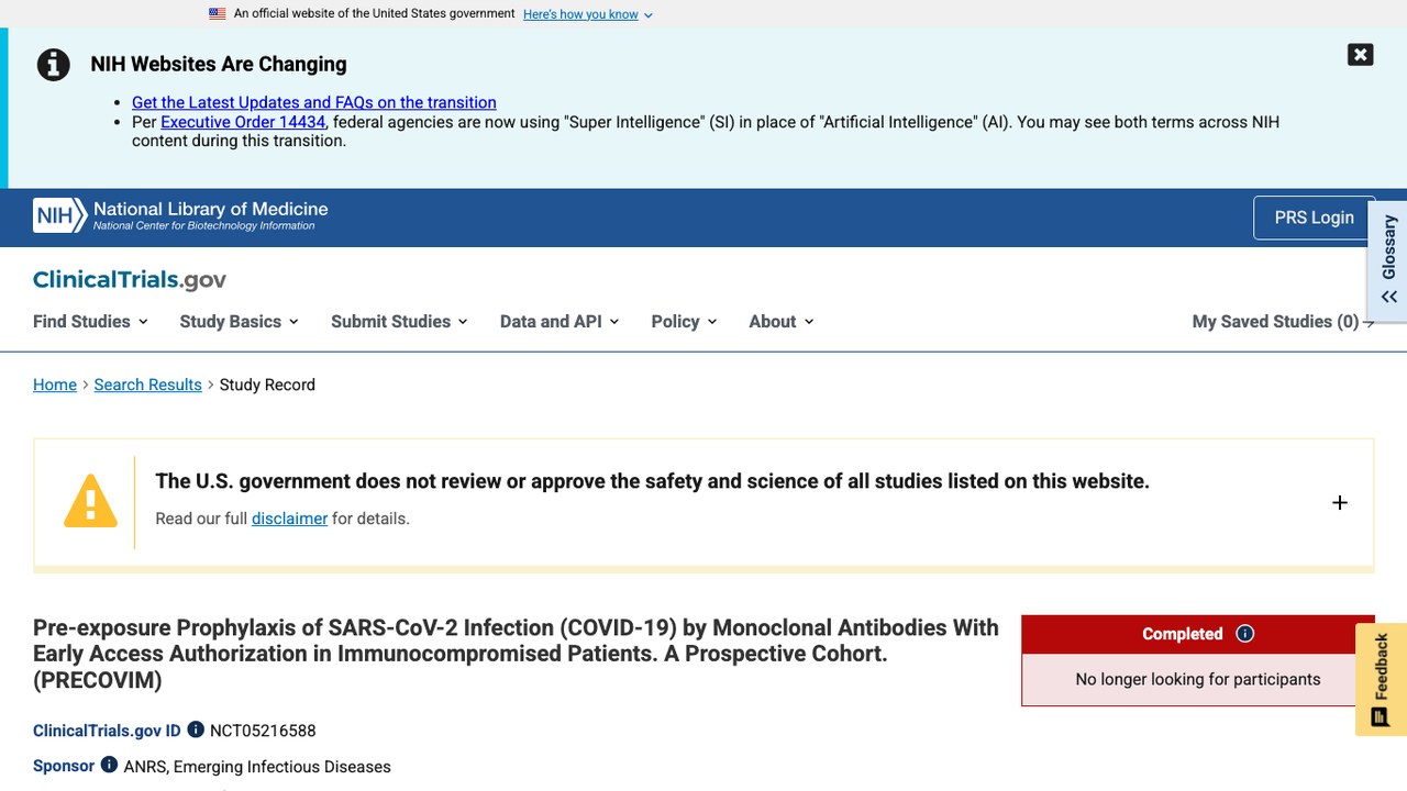 免疫功能低下患者接受早期获取授权单克隆抗体进行SARS-CoV-2感染暴露前预防的前瞻性队列