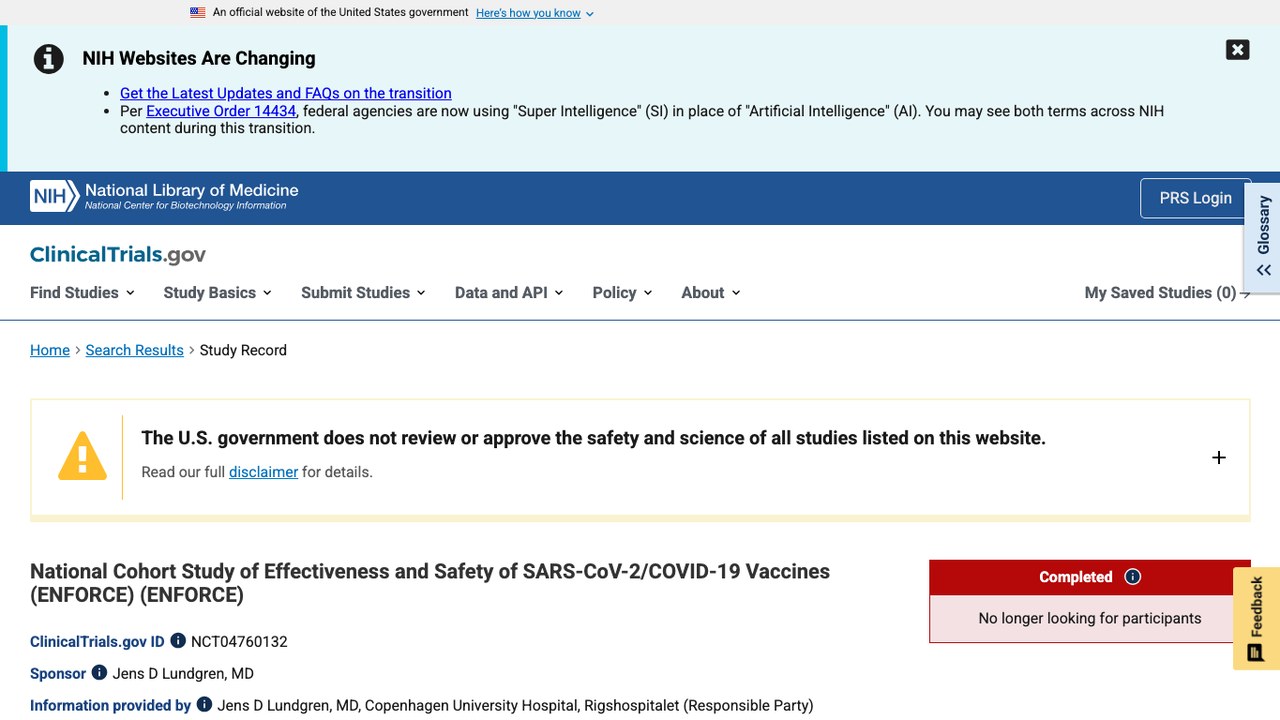 SARS-CoV-2/COVID-19疫苗有效性与安全性全国队列研究（ENFORCE）