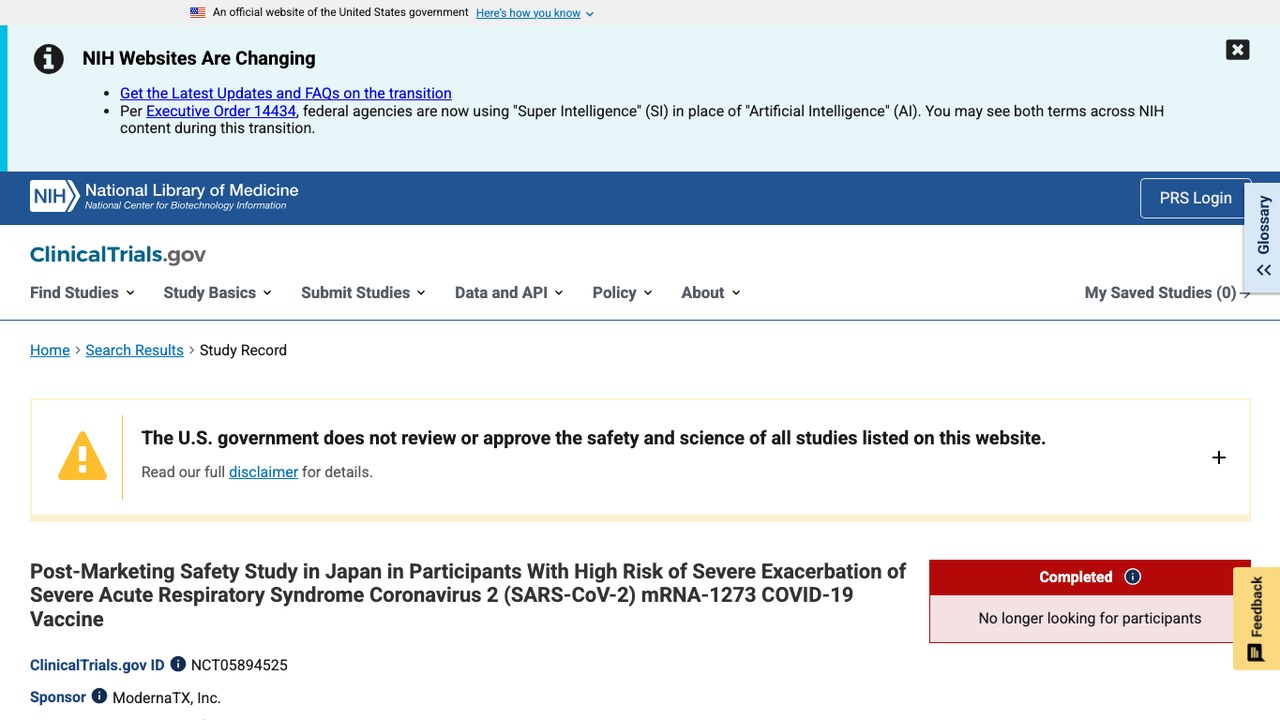 日本SARS-CoV-2重症恶化高风险人群mRNA-1273 COVID-19疫苗上市后安全性研究