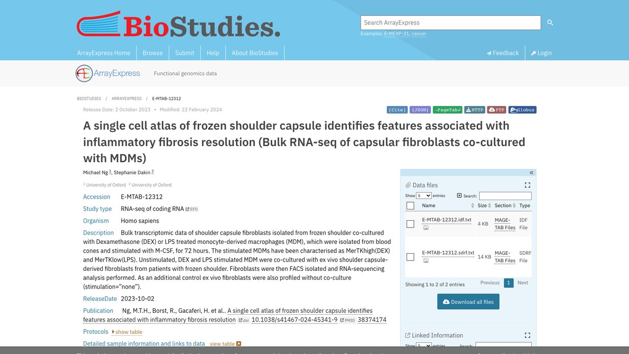 冻结肩关节囊单细胞图谱:囊成纤维细胞与MDMs共培养的Bulk RNA-seq