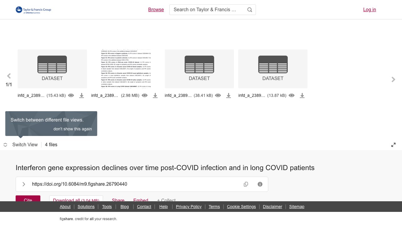 COVID感染后及Long COVID患者干扰素基因表达随时间下降