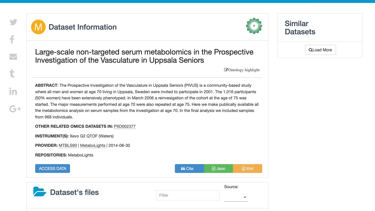 Uppsala老年人血管前瞻性研究大规模非靶向血清代谢组学