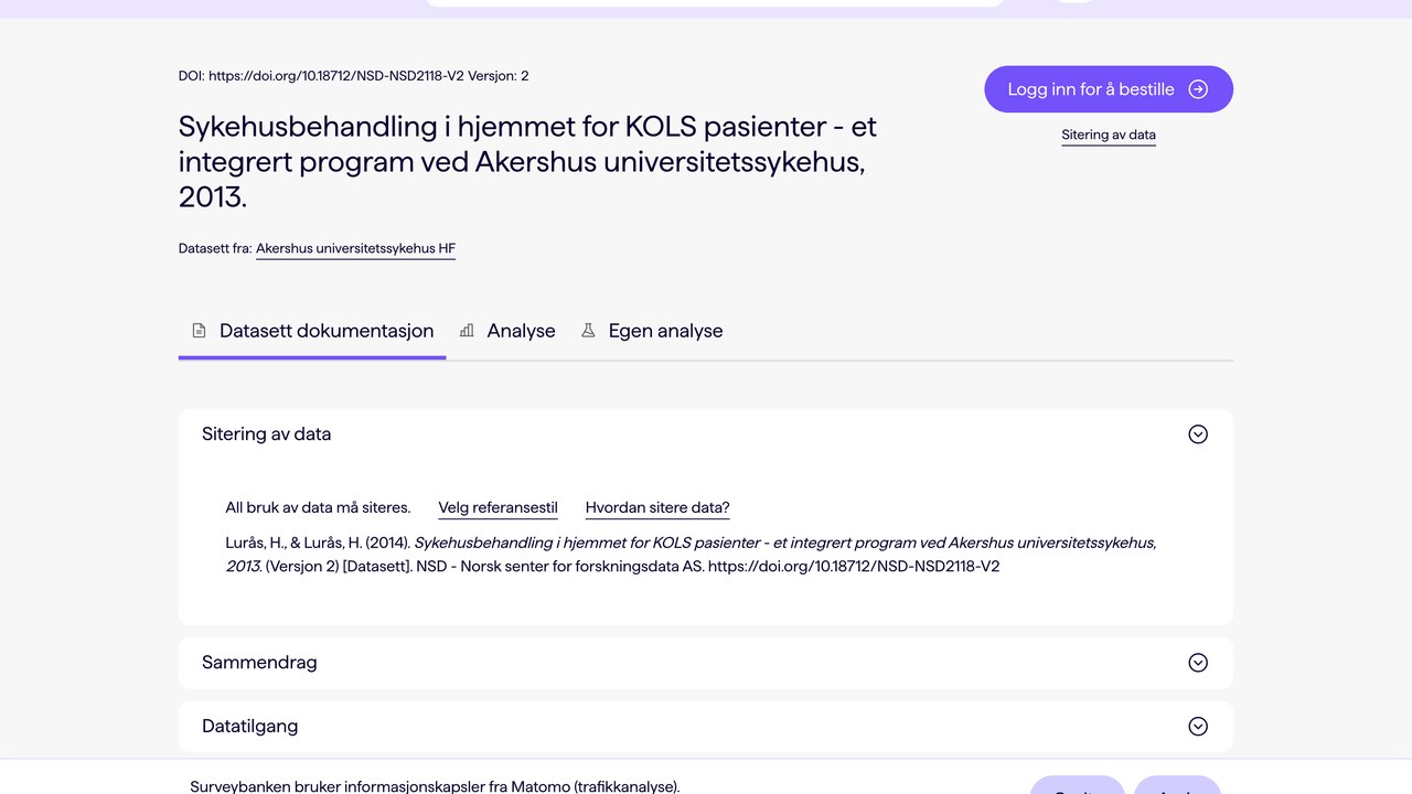 Akershus University Hospital 2013年COPD患者居家住院整合照护项目数据集