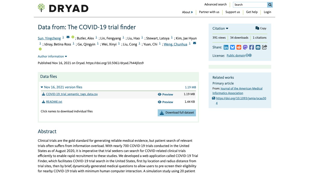 COVID-19试验查找器数据