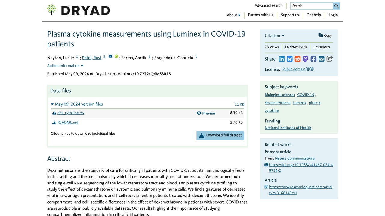 COVID-19患者血浆细胞因子Luminex检测数据