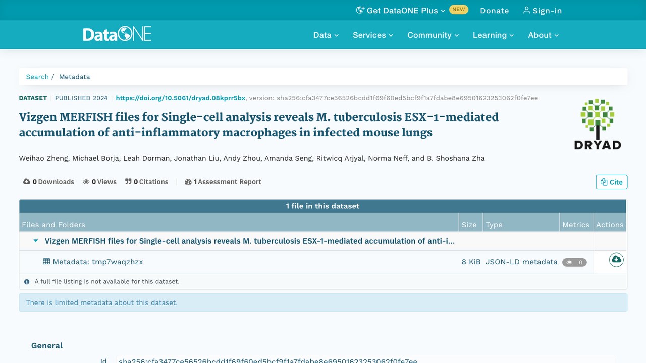 Vizgen MERFISH 文件：单细胞分析揭示结核分枝杆菌 ESX-1 介导感染小鼠肺部抗炎巨噬细胞积聚