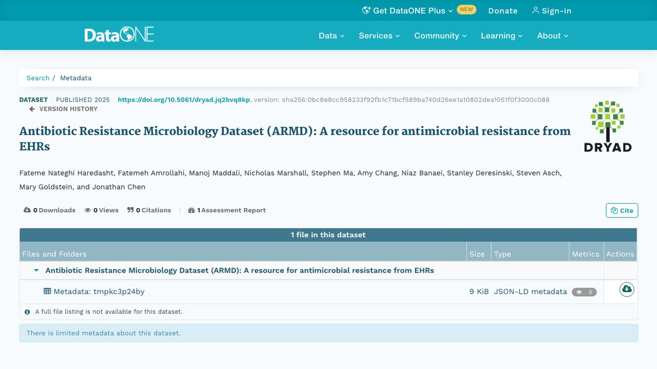 抗生素耐药微生物学数据集（ARMD）：基于电子健康记录的抗菌药物耐药资源