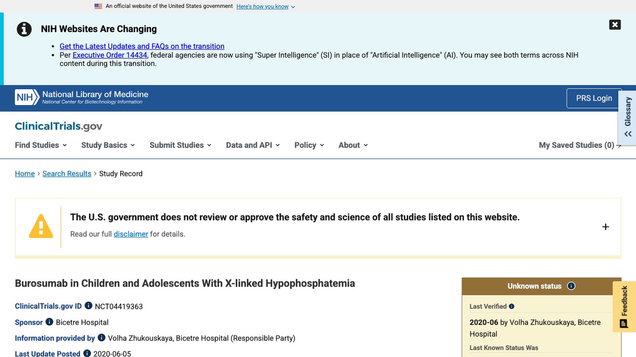 Burosumab治疗儿童及青少年X-linked Hypophosphatemia研究