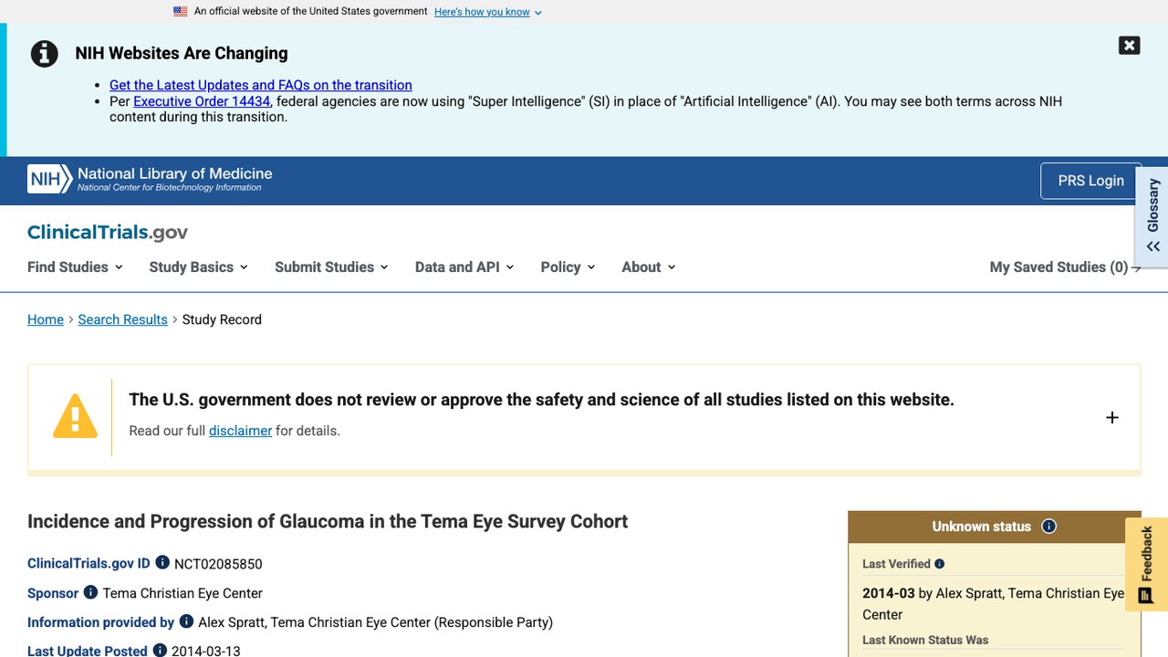 Tema Eye Survey队列中青光眼发病与进展研究