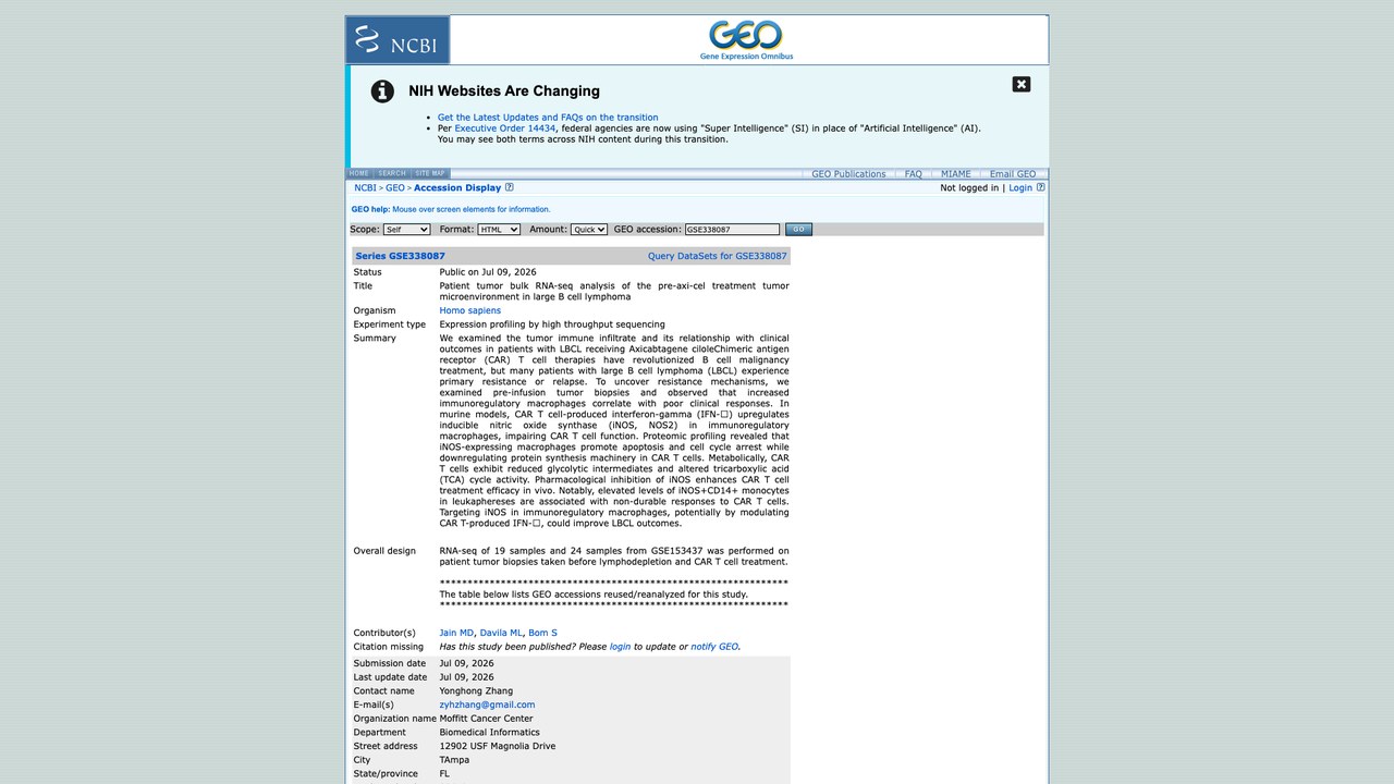 LBCL患者接受axi-cel治疗前肿瘤微环境肿瘤组织bulk RNA-seq分析
