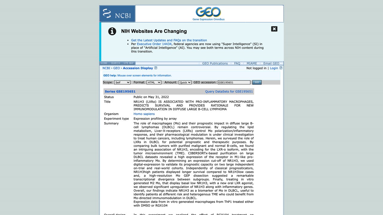 GSE195651:NR1H3(LXRα)与促炎巨噬细胞相关,预测弥漫性大B细胞淋巴瘤生存并提供新免疫调节依据