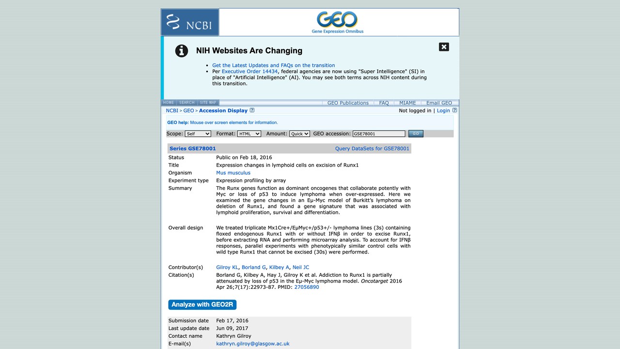 GSE78001:Runx1切除后淋巴样细胞的表达变化