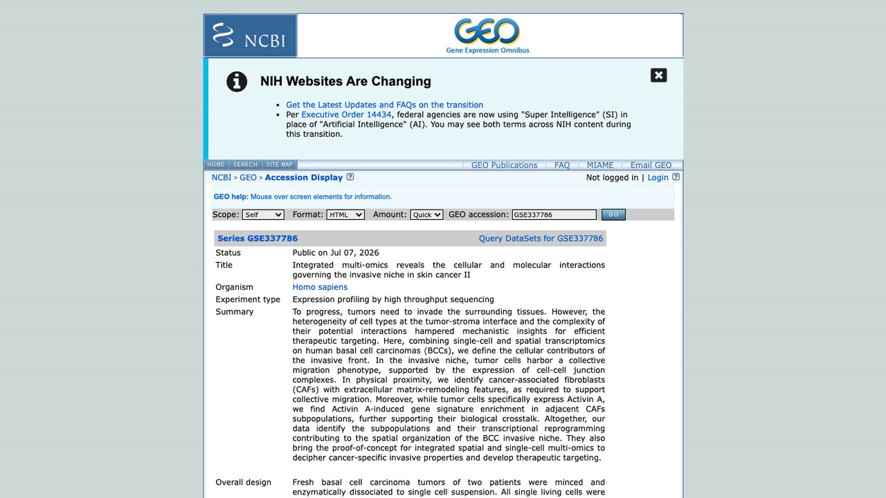 GSE337786：整合多组学揭示皮肤癌侵袭微环境的细胞与分子互作 II