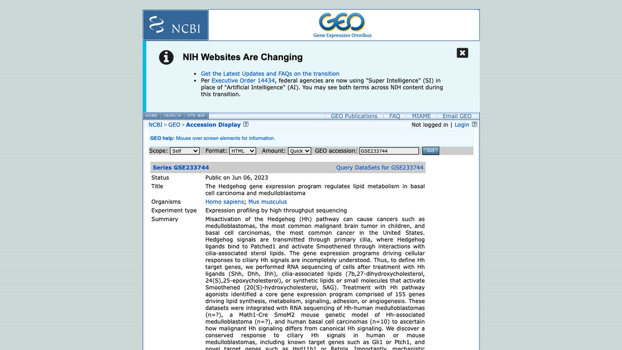 Hedgehog基因表达程序调控基底细胞癌与髓母细胞瘤的脂质代谢