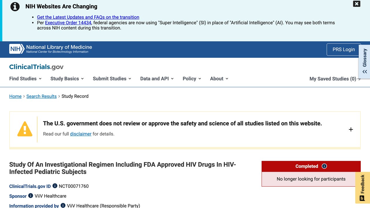 含FDA批准HIV药物的研究方案在HIV感染儿科受试者中的研究