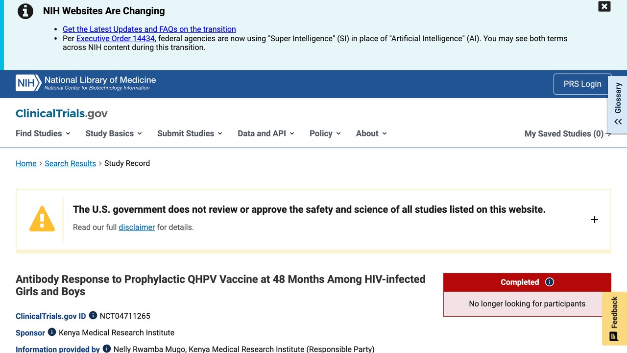 HIV感染女孩和男孩接种预防性QHPV疫苗48个月后的抗体反应