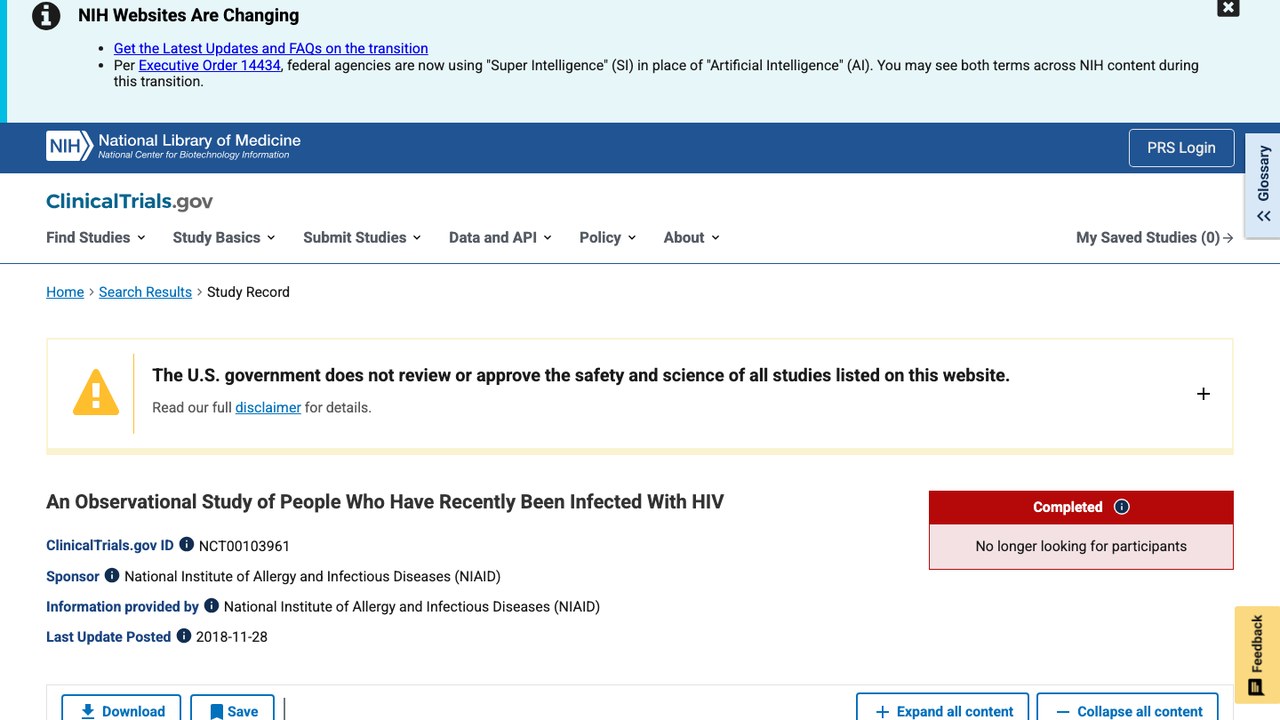 近期感染HIV人群的观察性研究