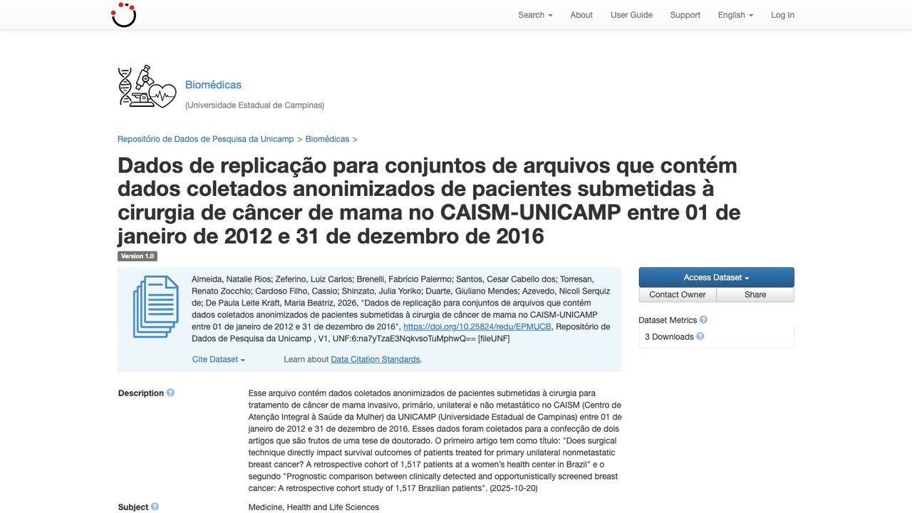 CAISM-UNICAMP 乳腺癌手术患者匿名化数据复现数据集