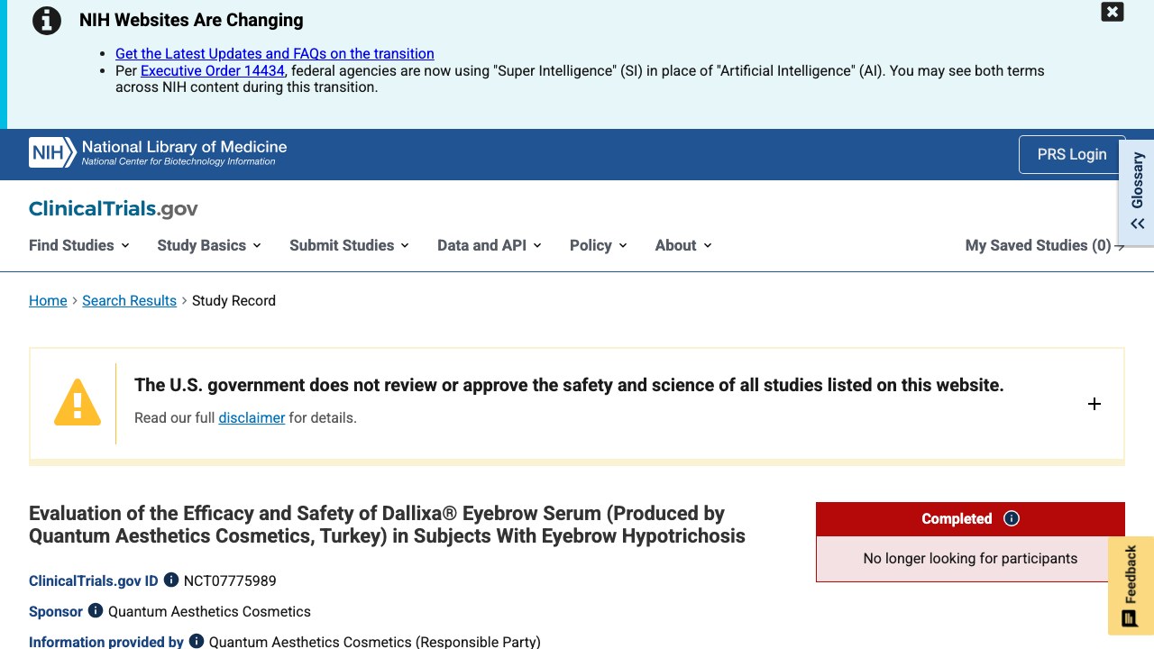 Dallixa®眉毛精华液治疗眉毛稀疏症的有效性与安全性评估