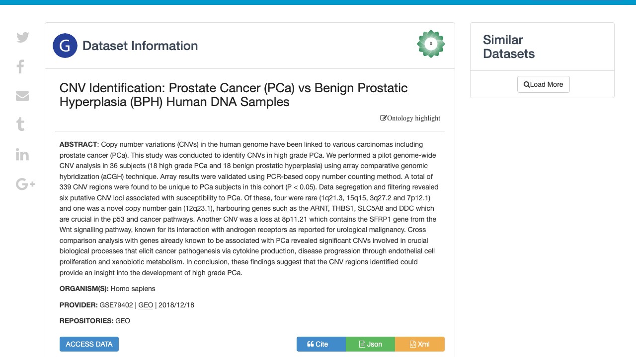 前列腺癌与良性前列腺增生人类DNA样本拷贝数变异识别数据集